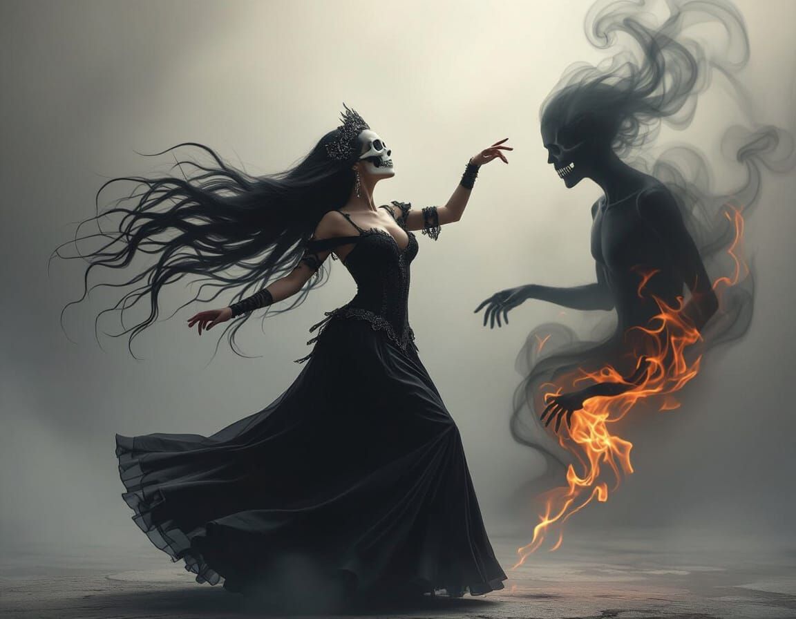 Gothic Dancer Ecstasy with Shadow of Time
