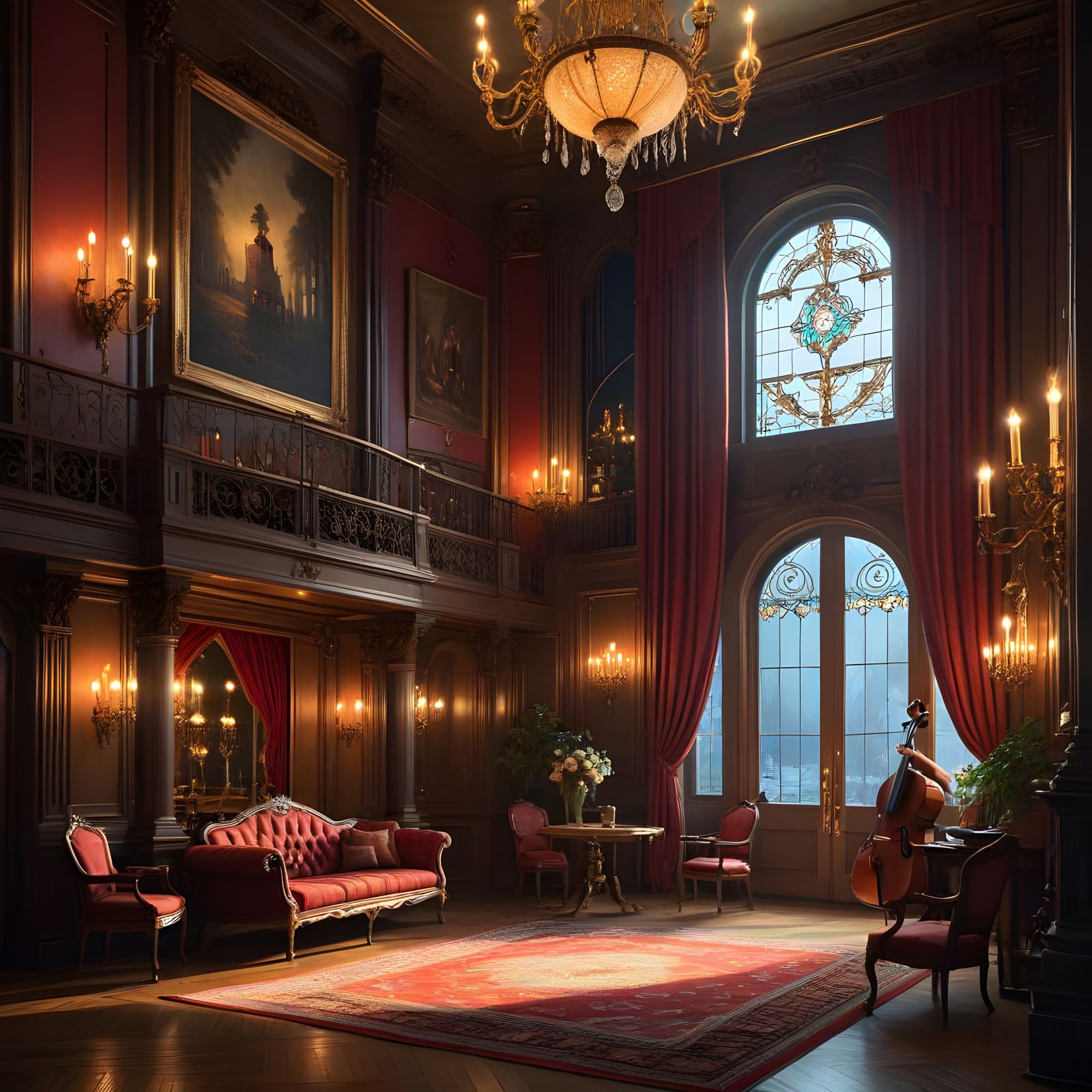 Elegant Musicians Perform in Baroque-Style Symphony Hall