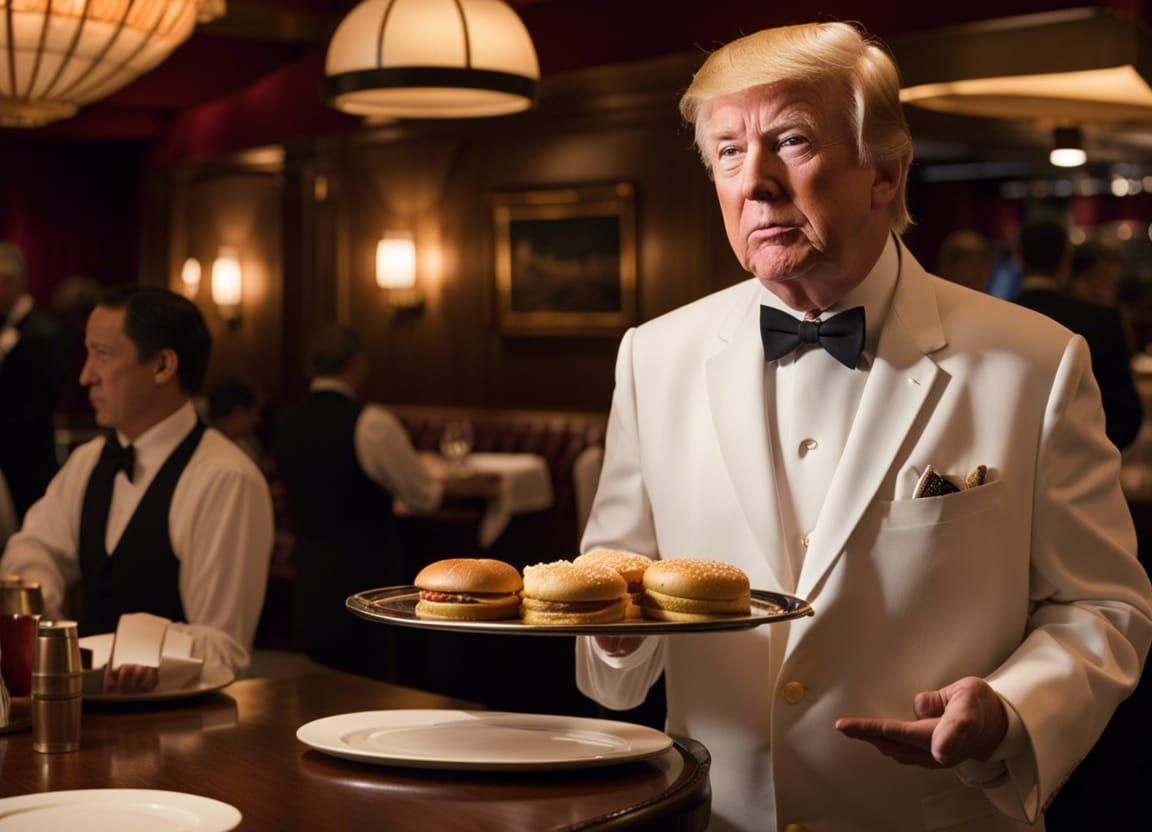 Donald Trump as a Waiter: An AI-Generated Scene