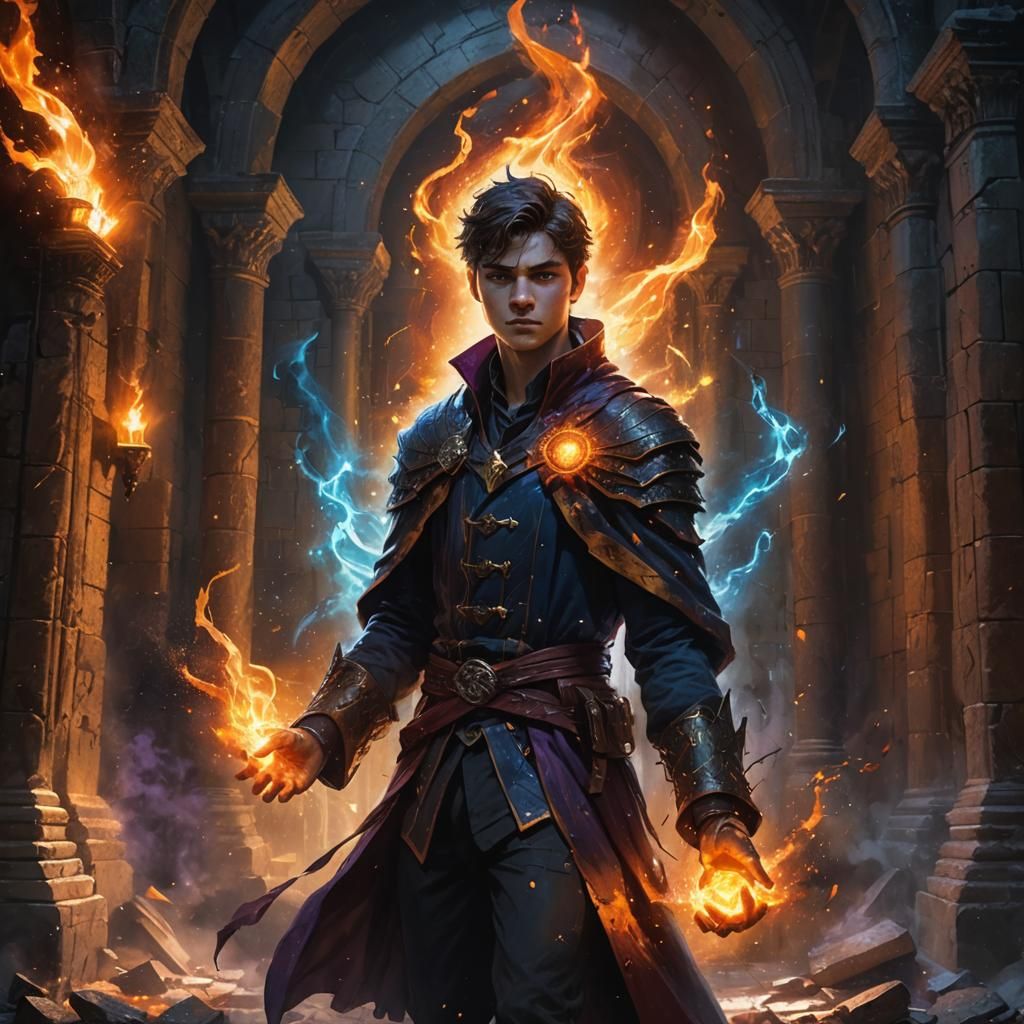 Teen Wizard Unleashes Dark Powers in Fantasy Art