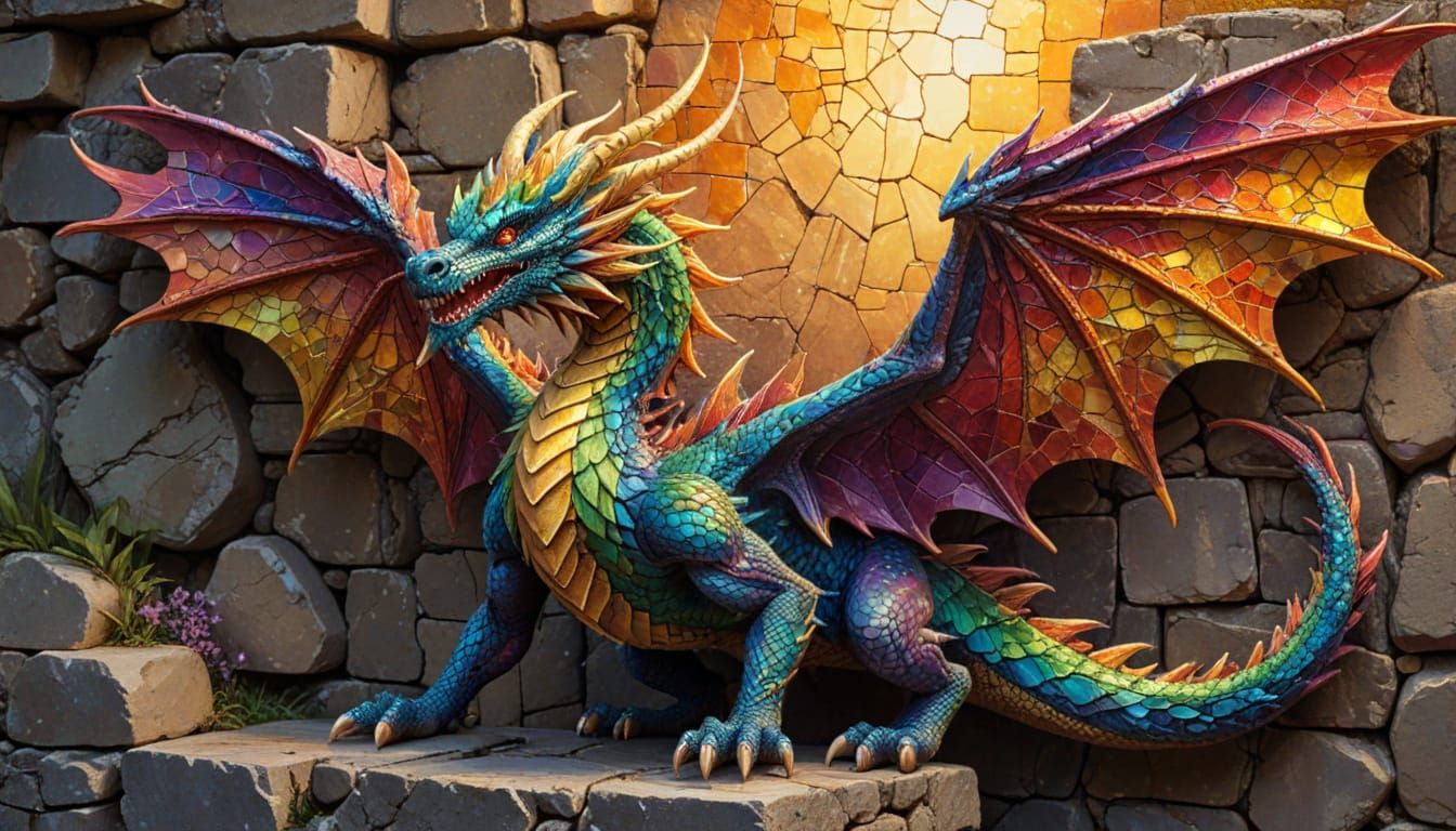 Rainbow Dragon Reflected Through Crystal Prism