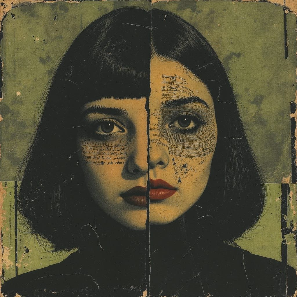 Woman's Face Split by Crack, Impressionistic Realism