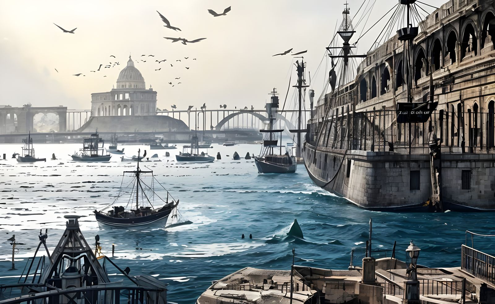 Charming Waterscape of Ornate Port City