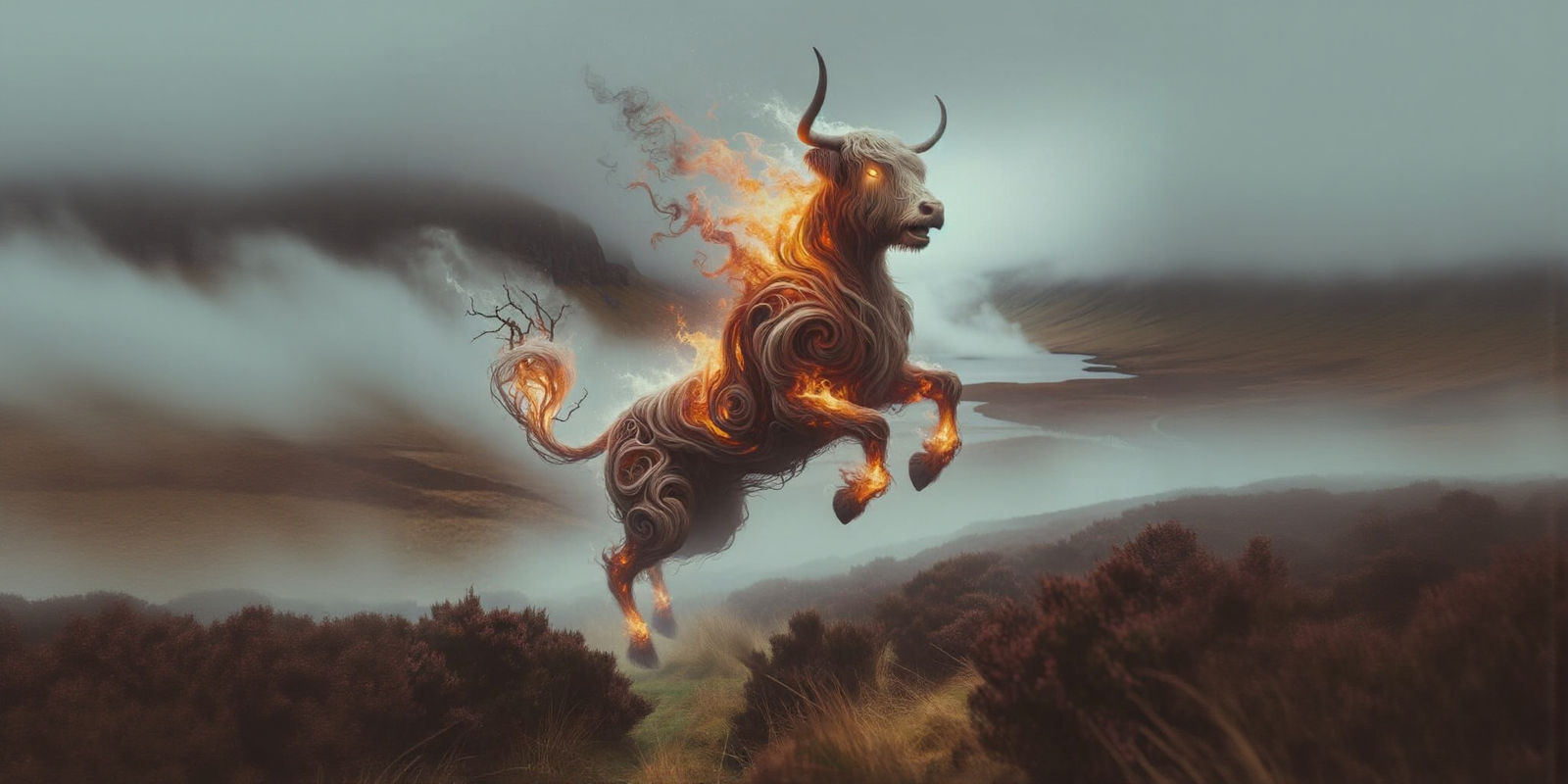 Mystical Shape-Shifting Bòcan in Foggy Highlands