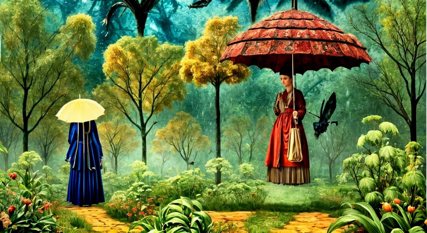 Baroque Umbrella in Surrealist Garden