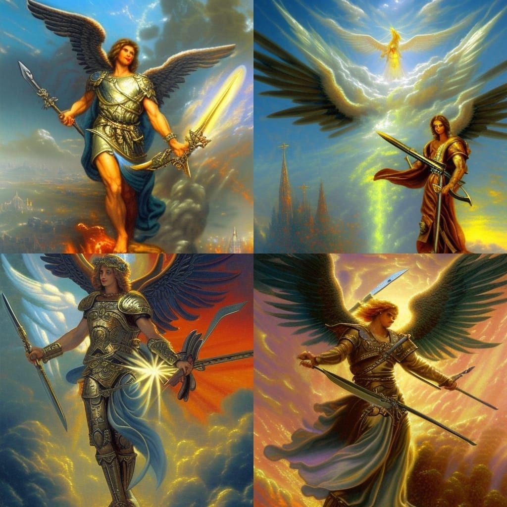 Archangel Michael Ready to Strike, Ethereal Fantasy