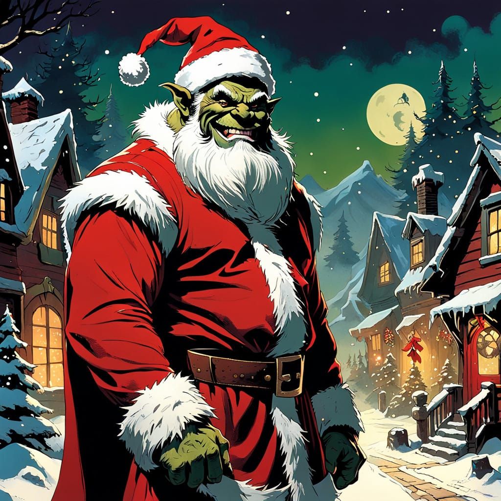 Jovial Orc Santa: Dark Fantasy Christmas Cheer