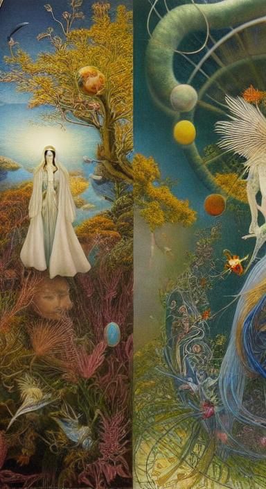 Mysterious Life Without Gravity: Fairytale Mixed Media Art