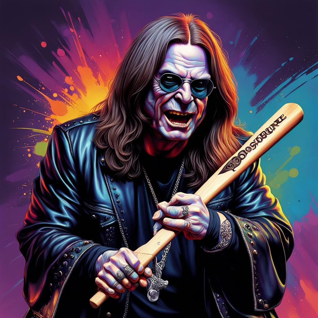 Ozzy Osbourne in Psychedelic Splash Art Style