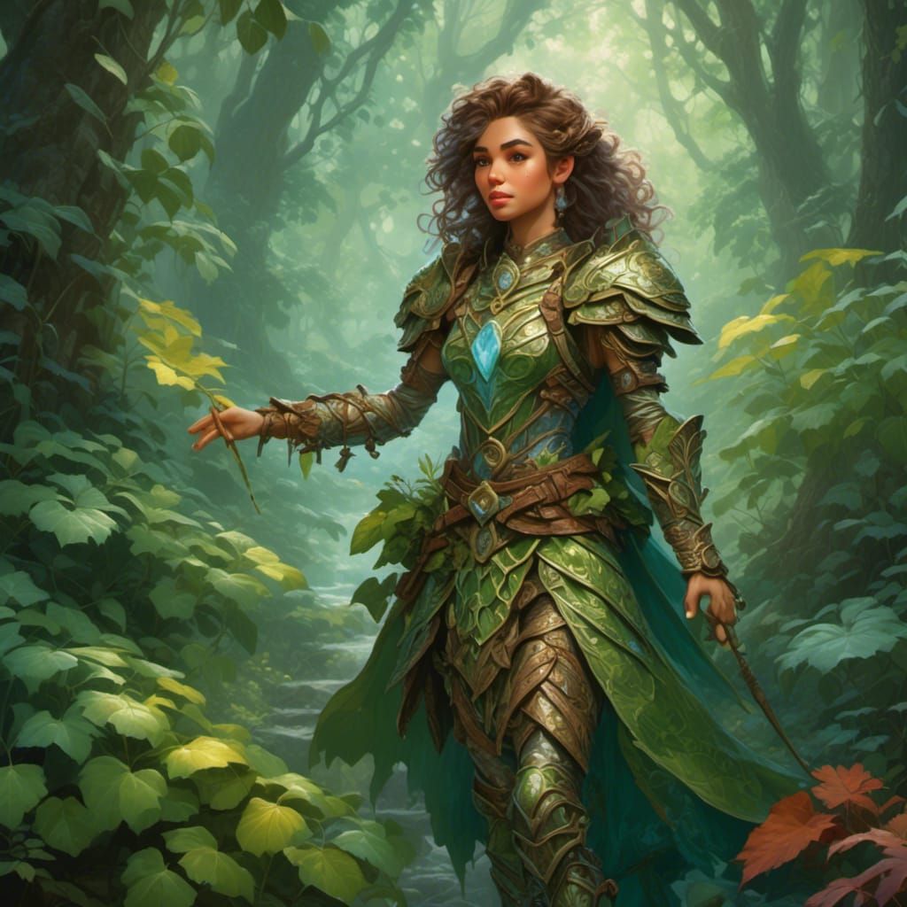 Exotic D&D Halfling Druid in Hyperreal Armor