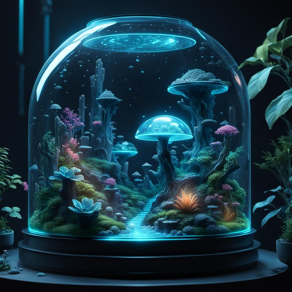 Dark Fantasy World in Holographic Terrarium