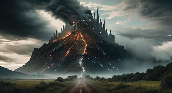 Gandalf's Mordor Billboard: Hyperrealistic Cinematic Scene