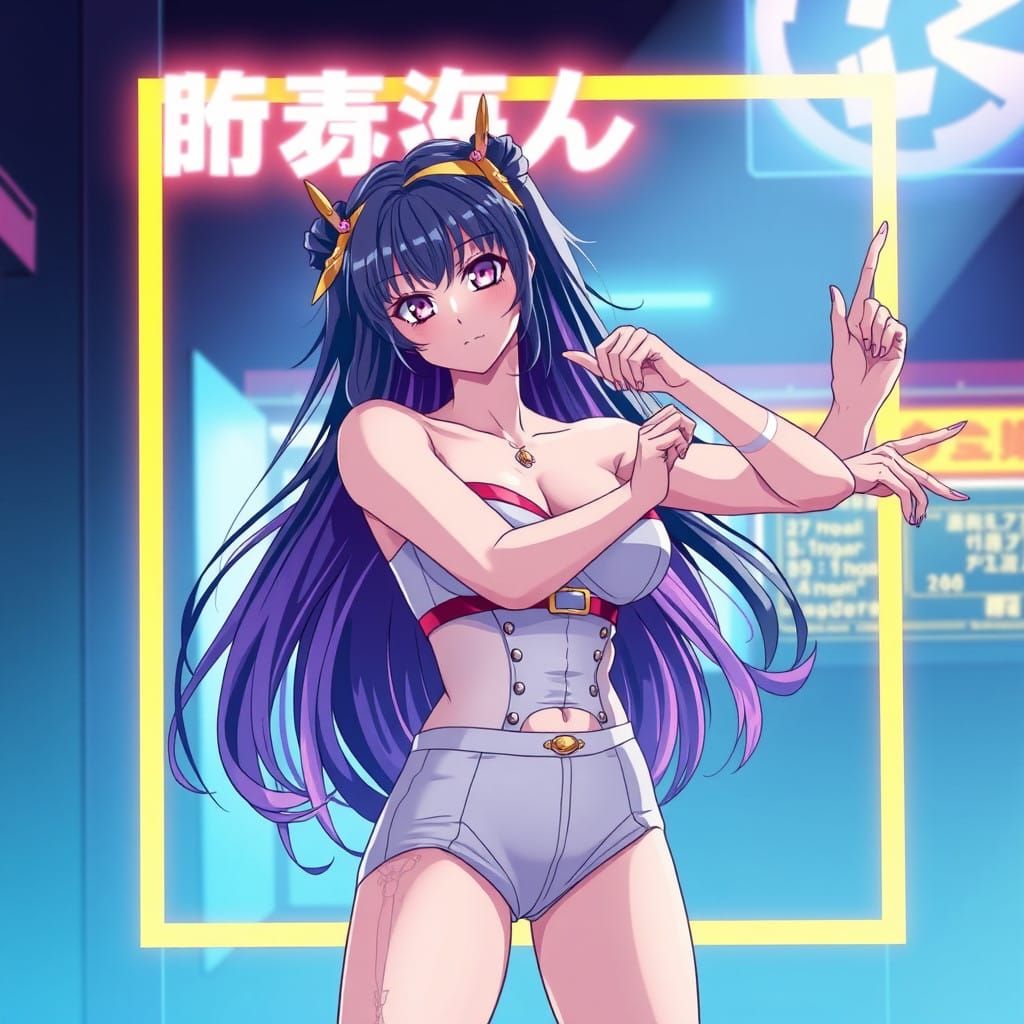 Dynamic Goddess in 80s Anime Style