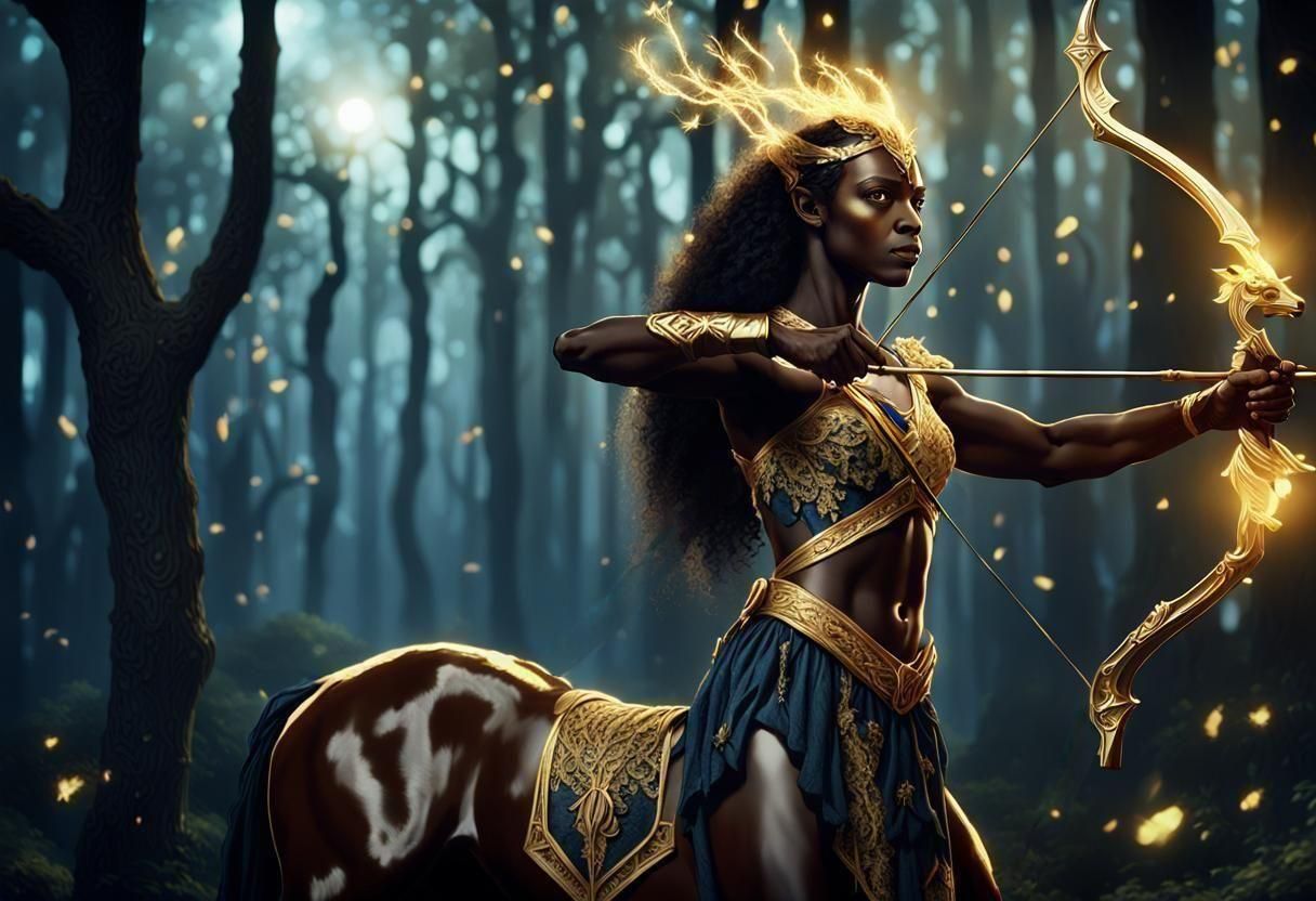 Centaur Goddess Archer with Glowing Arrow