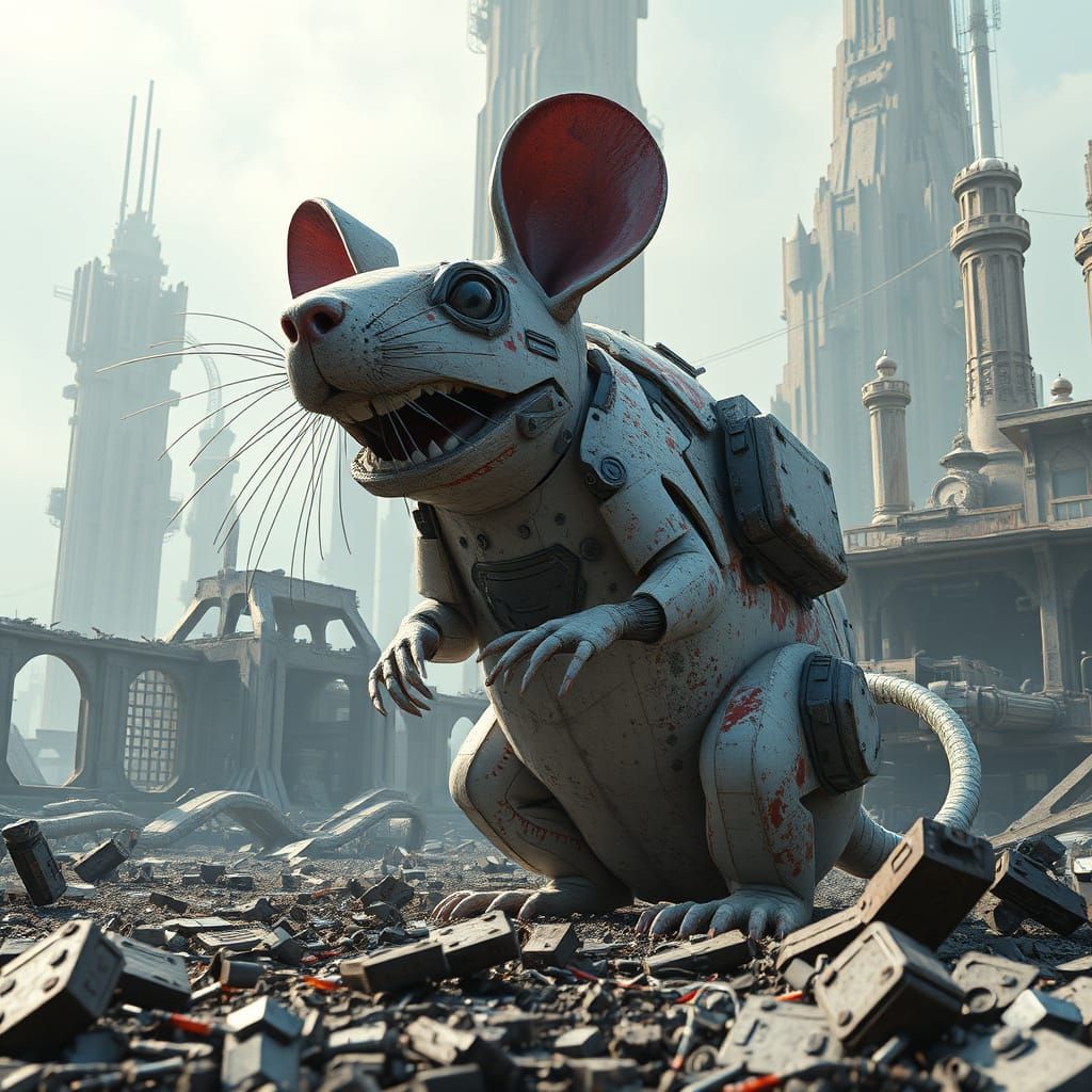 Futuristic City Overrun by Brush Rat: Sci-Fi Art