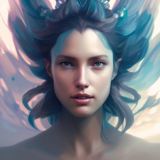 Wind Queen Portrait in Hyperdetailed Splash Art Style
