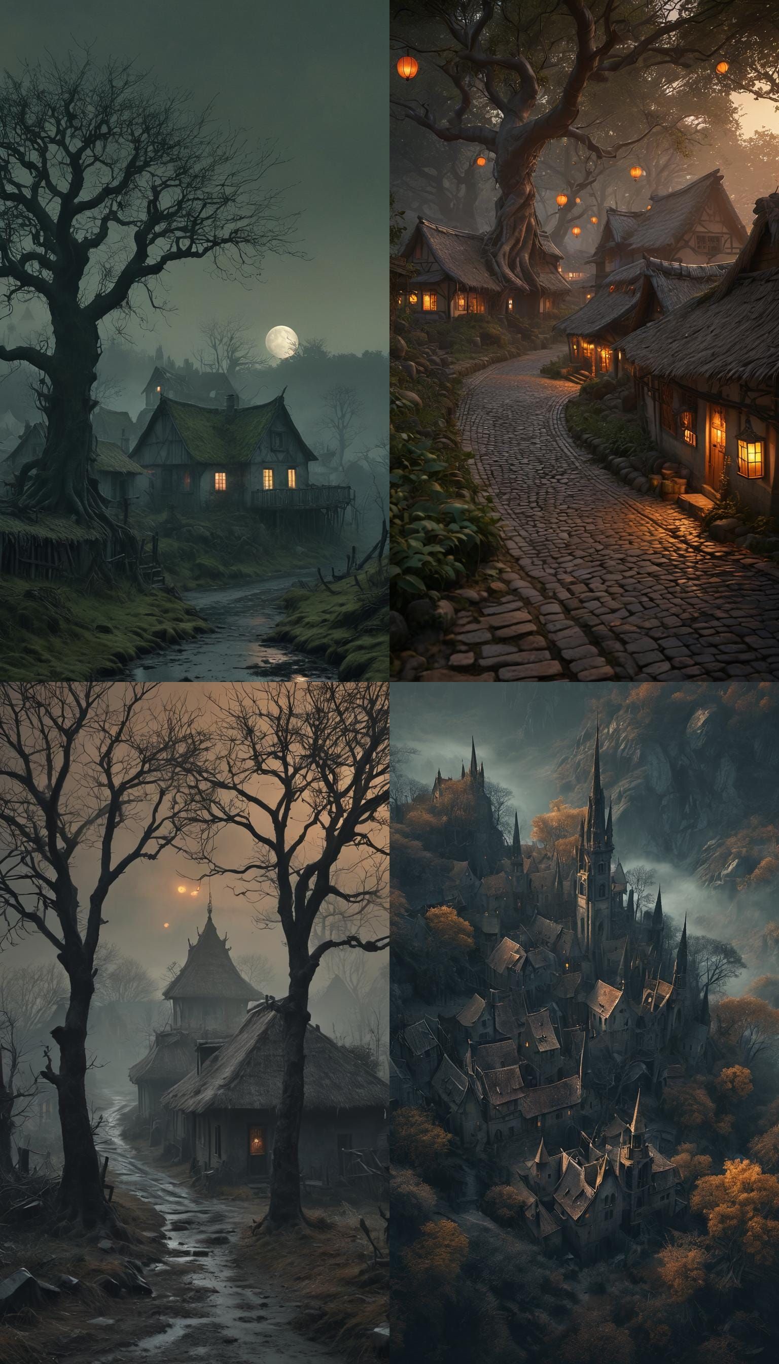 Dark Fantasy Village Scene