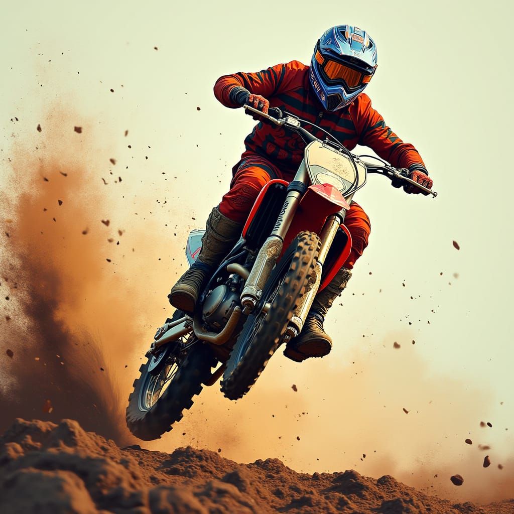 Daring Motorcross Rider in Mid-Air