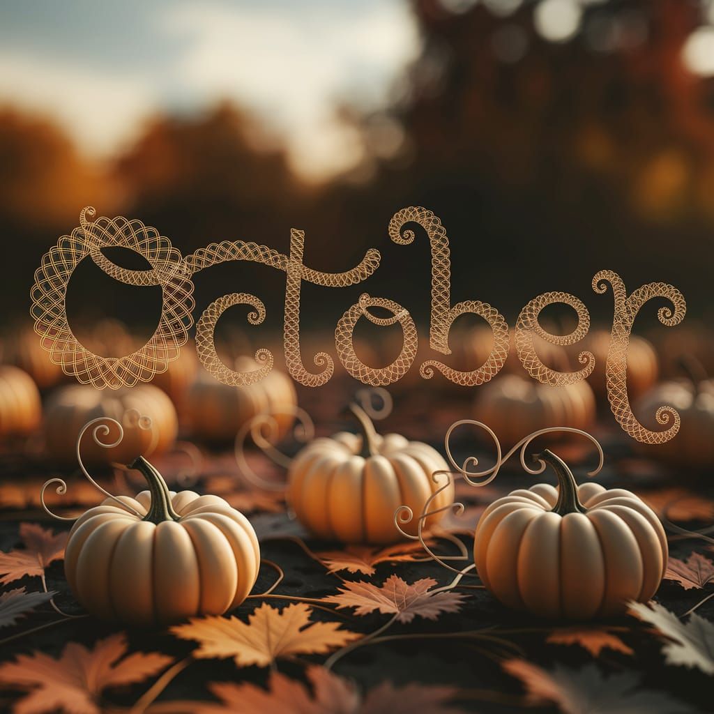 October Fractal Art With Luminous Pumpkins