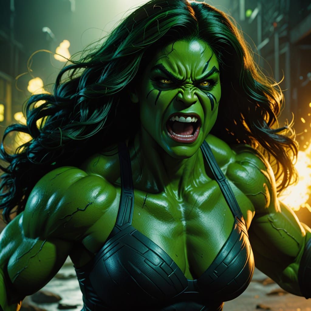 She-Hulk Haka Dance: Hyper-Realistic Digital Art