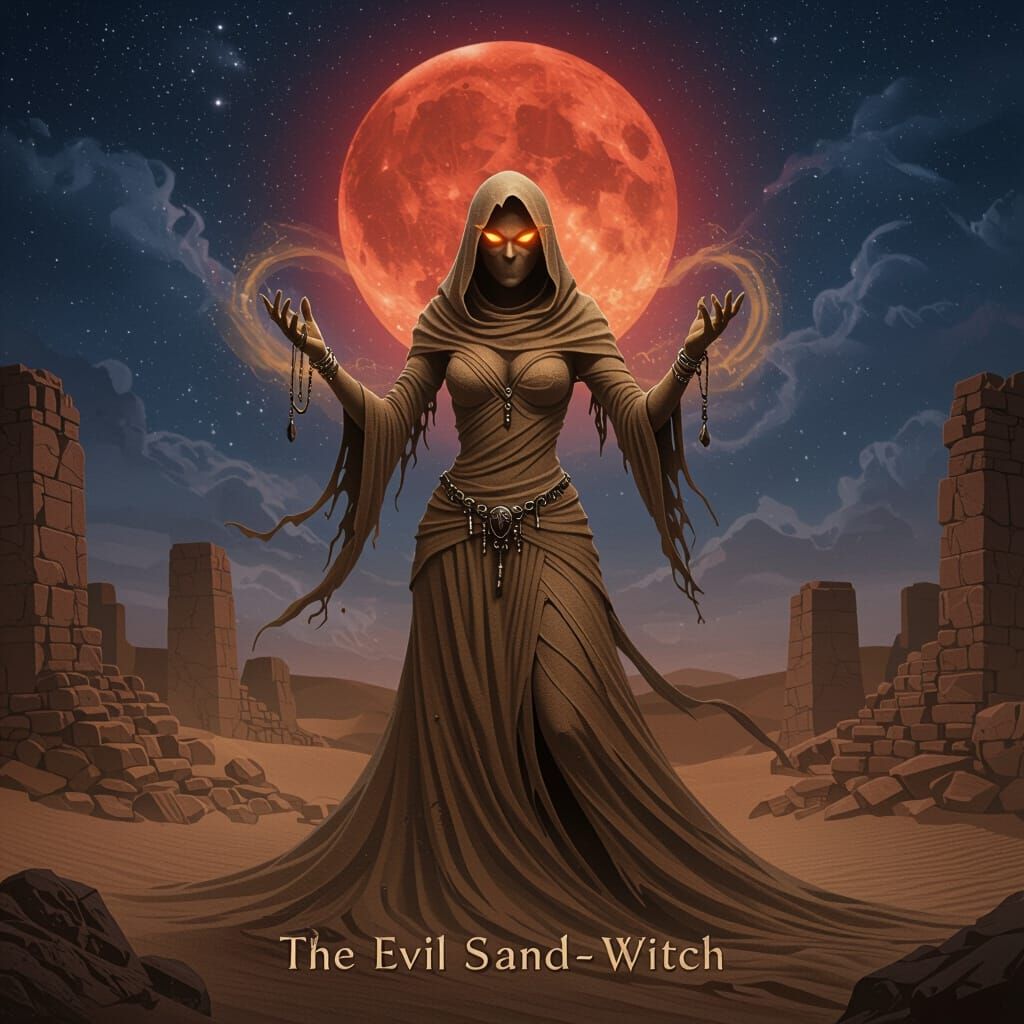 Evil Sand-Witch Rises from Ancient Ruins Under Blood Moon
