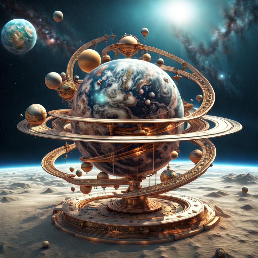 Surreal Cosmos in Dada Movement, 3D Render
