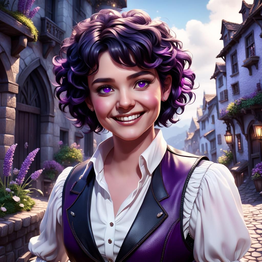 Beautiful Halfling Bard Smiling, Fantasy Concept Art