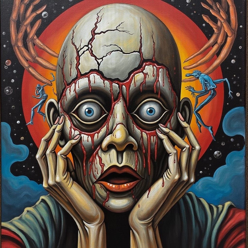 Biomechanical Humanoid in Psychedelic Digital Art