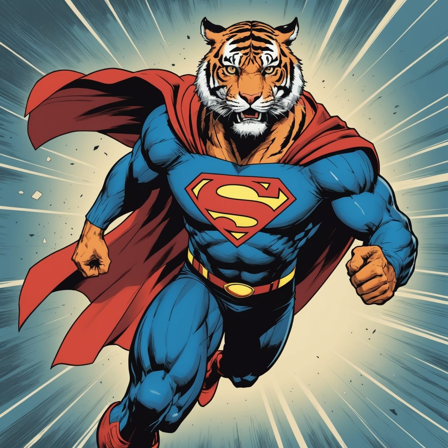 Tiger Superman in Comic Book Style