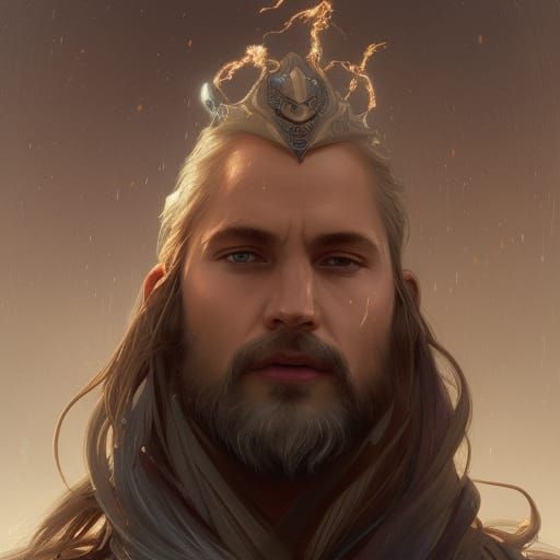 Hod, Norse God Portrait in Hyperdetailed Style