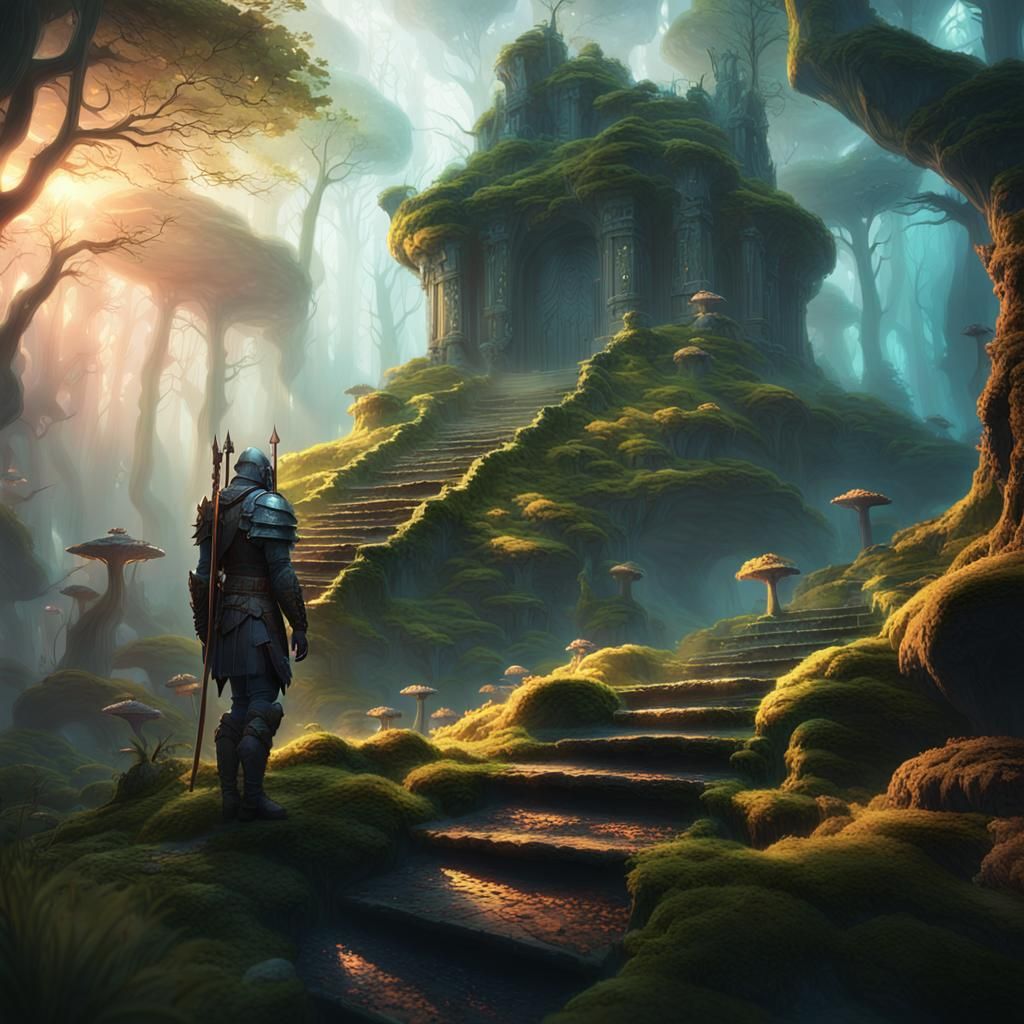 Warrior in Mystical Forest Concept Art