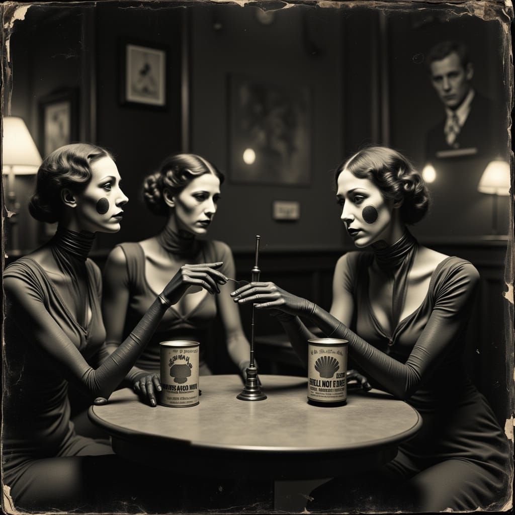 Vintage Machine-Humans in 1930s Paris Bar