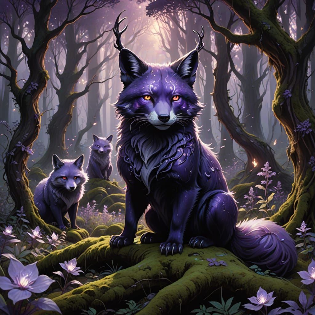 Mystical Twilight Forest Beings in Harmony