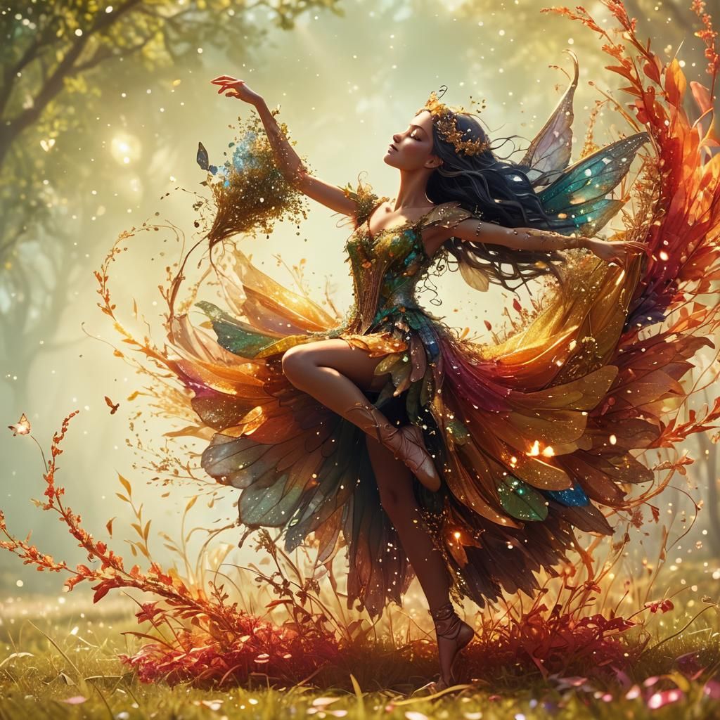 Dancing Fairy Girl in Dreamlike Macro Photography