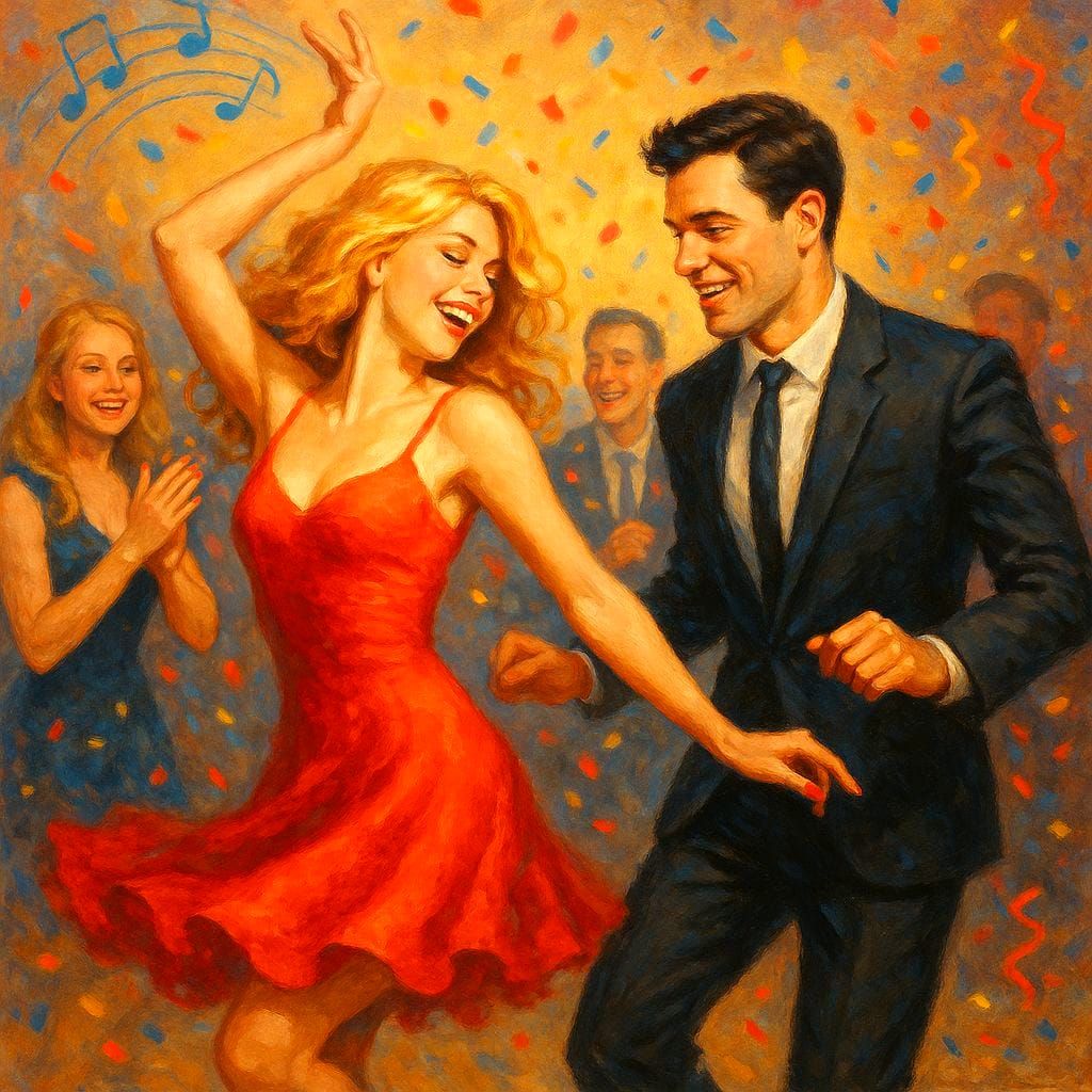 Festive Party Scene with Dancing Figures