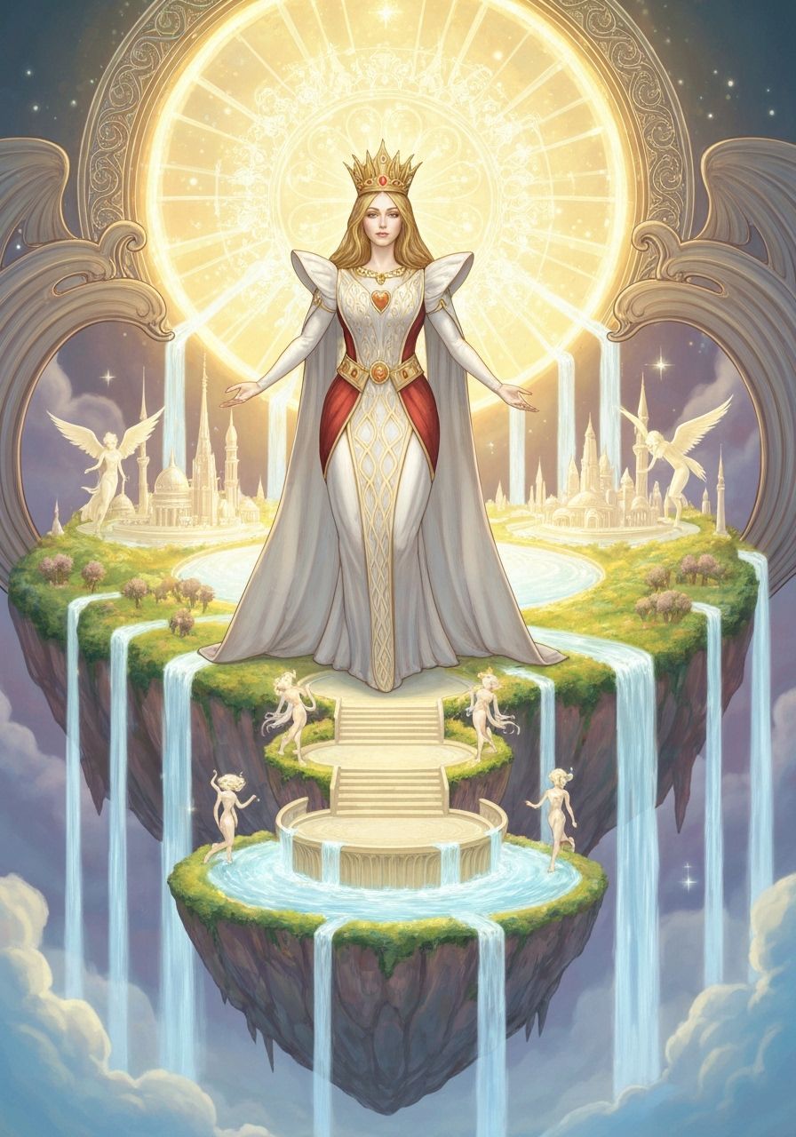 Ethereal Queen of Hearts on Floating Light City