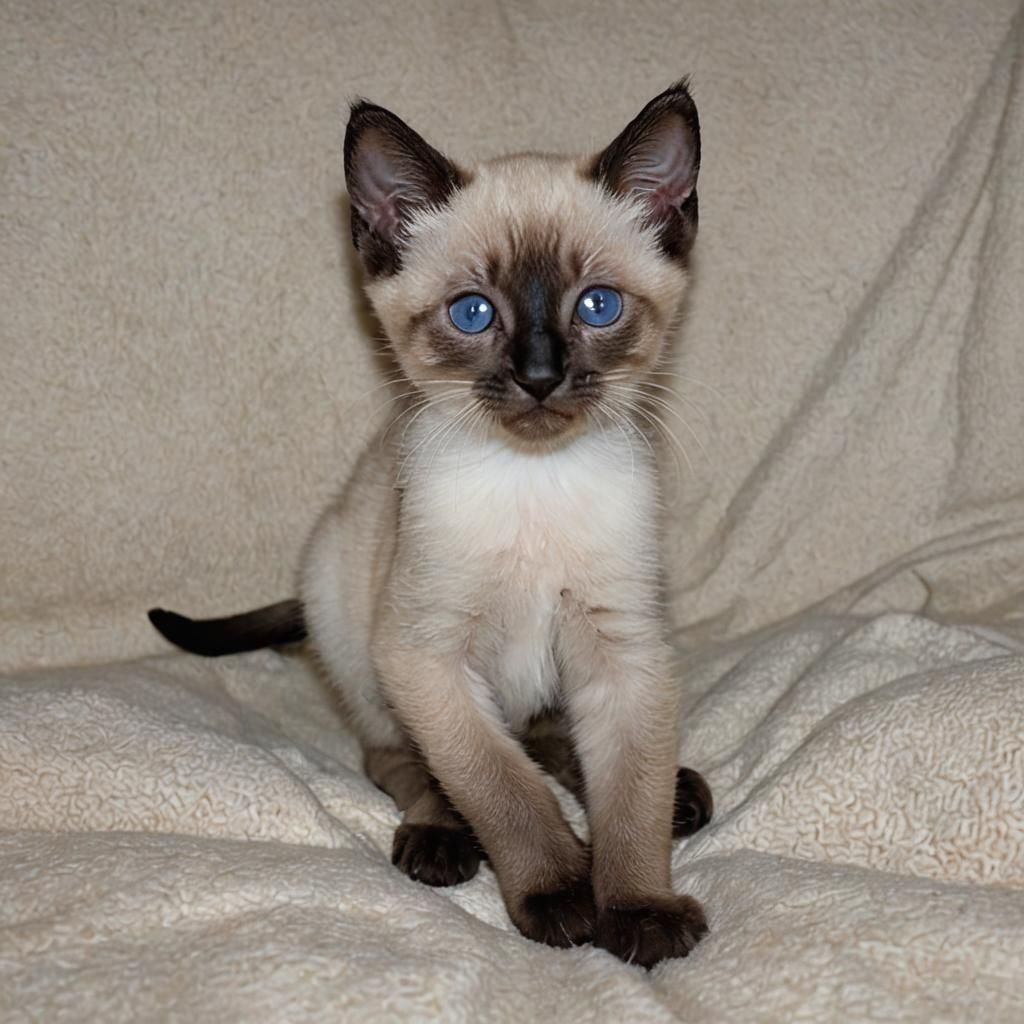 Adorable Four-Week-Old Siamese Kitten Portrait