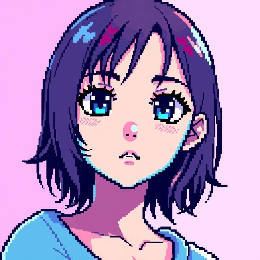 8-Bit Anime Portrait in Pixel Art Style