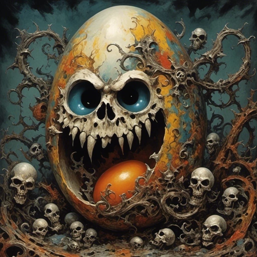 Furious Egg in Comic Book Style