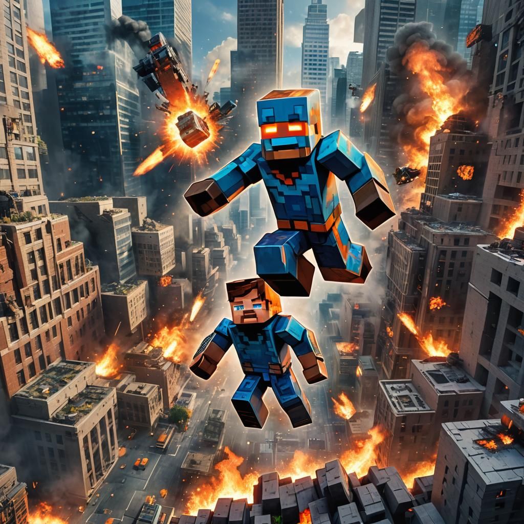 Minecraft Steve Battles Tucker Carlson as Supervillain