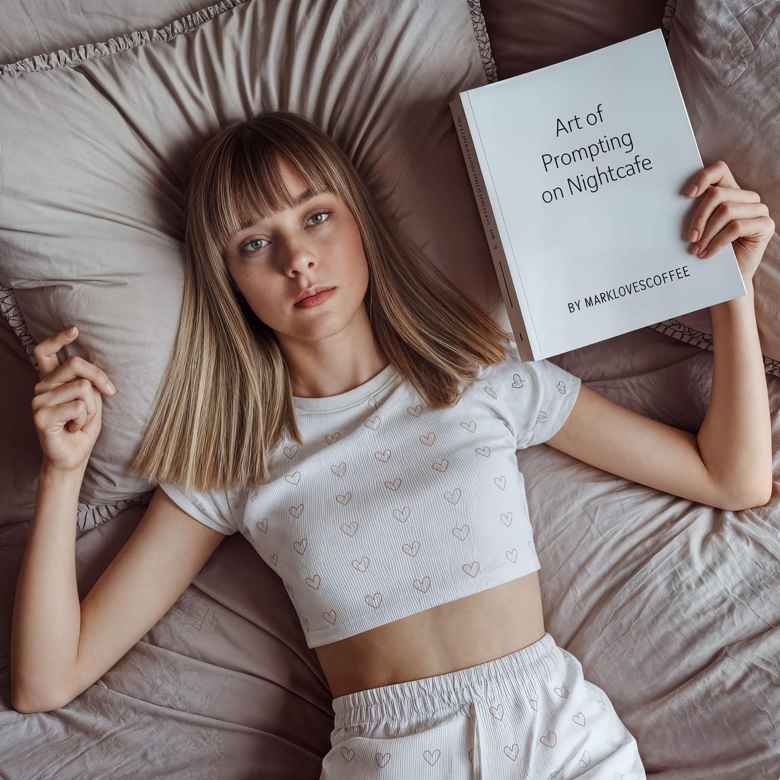 Young Woman Reading on a Plush Bed in a Relaxing Pose