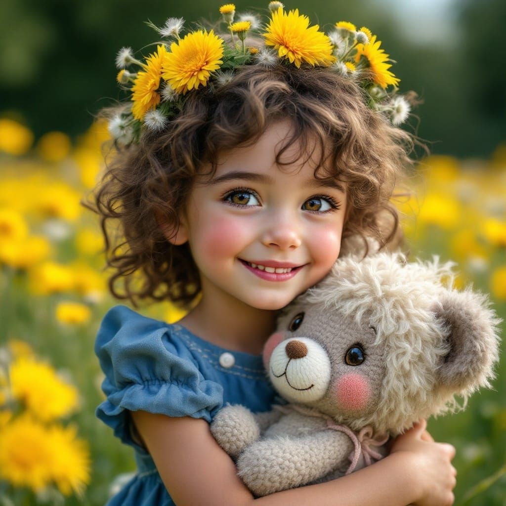Joyful Little Girl in a Summer Meadow