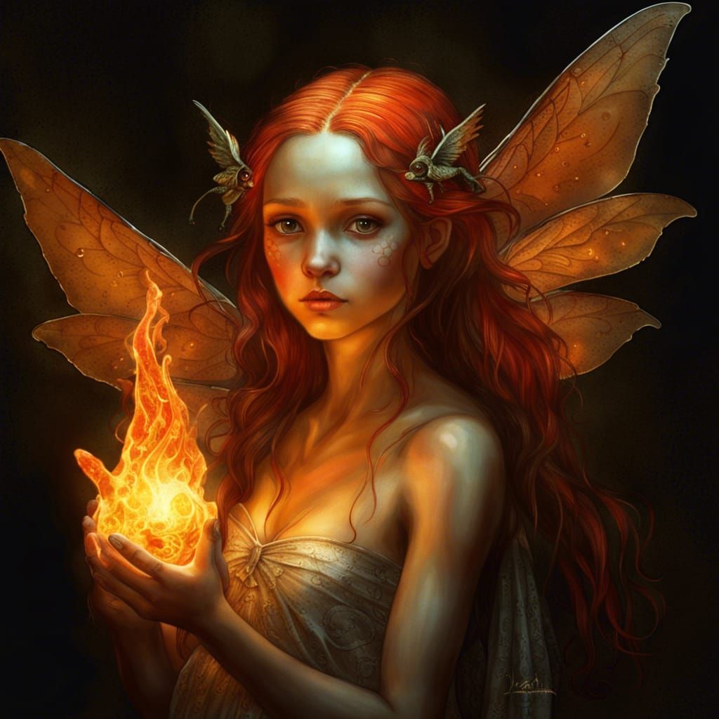Stunning Fire Fairy with Glowing Flame