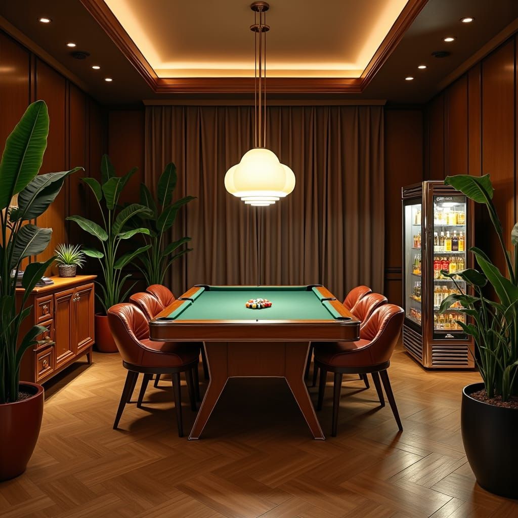 Elegant Art Deco Gaming Lounge Interior