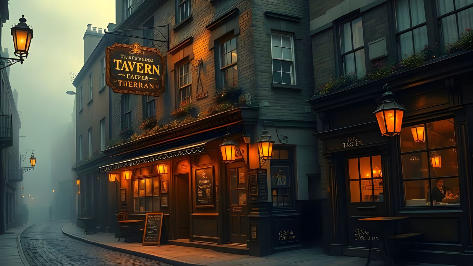Rustic 1800s Tavern on Victorian London Cobblestone Street