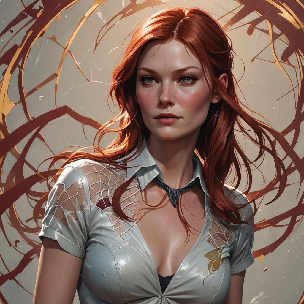 Mary Jane Watson Portrait in Hyperdetailed Digital Art