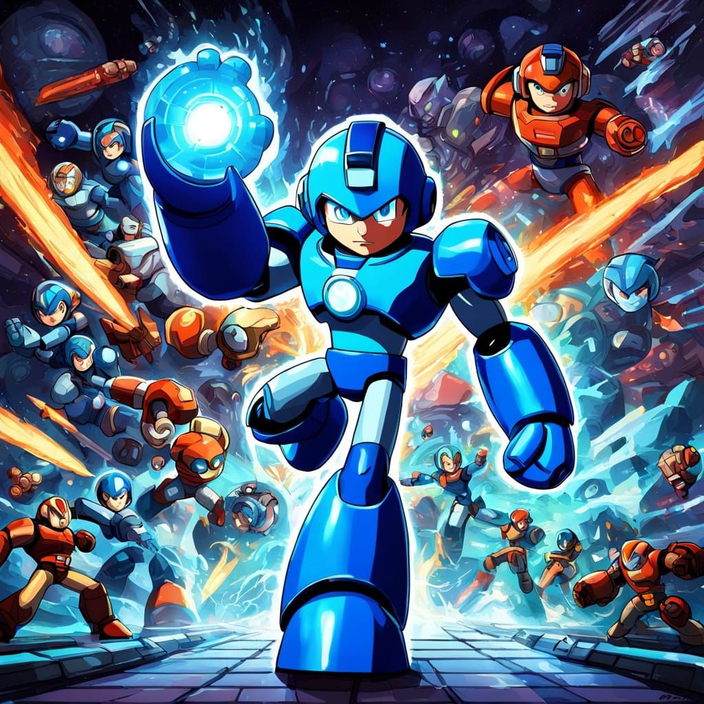 Mega Man Embarks on a Cosmic Quest in Vibrant Action Paintin...