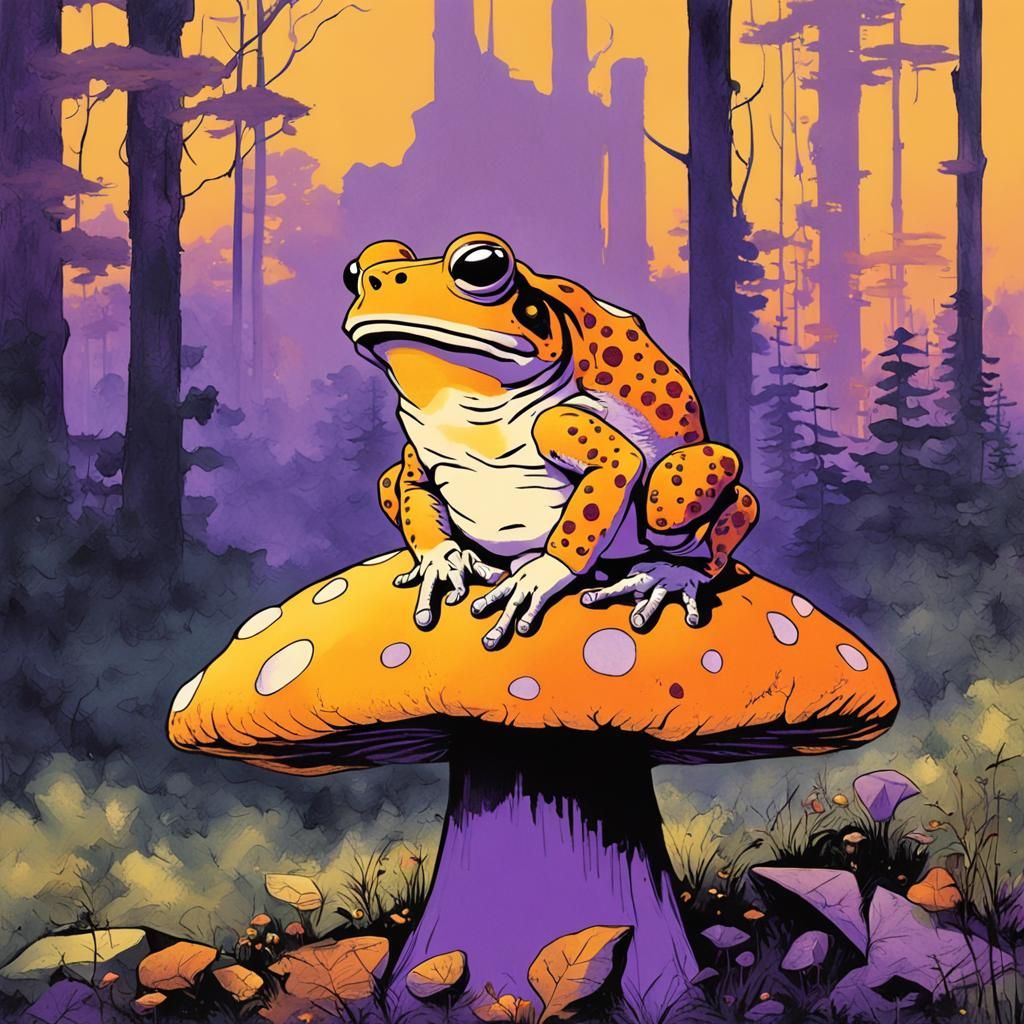 Dapper Toad on Toadstool in Retro Style