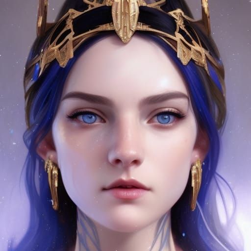 Detailed Elf Portrait in Art Nouveau Style