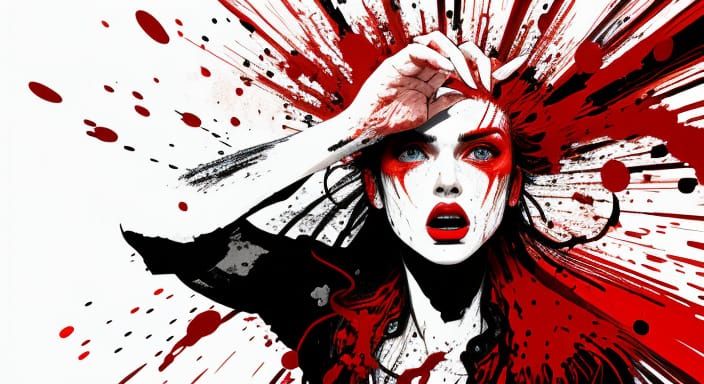 Bold Red and White Shock Art